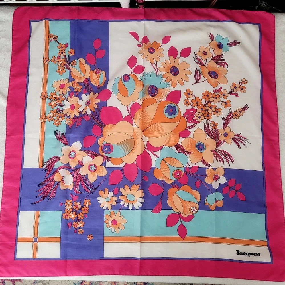 Vintage Jacqmar Pink Floral Scarf 30